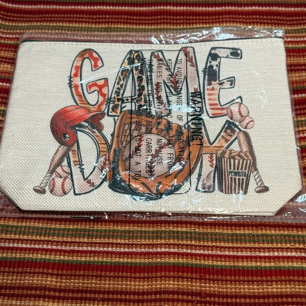 Baseball Game Day Pouch with Glove and Bat Design - NWT